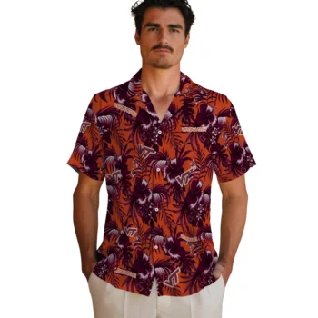 virginia tech hokies hibiscus exotic maroon hawaiian shirts fashion forward