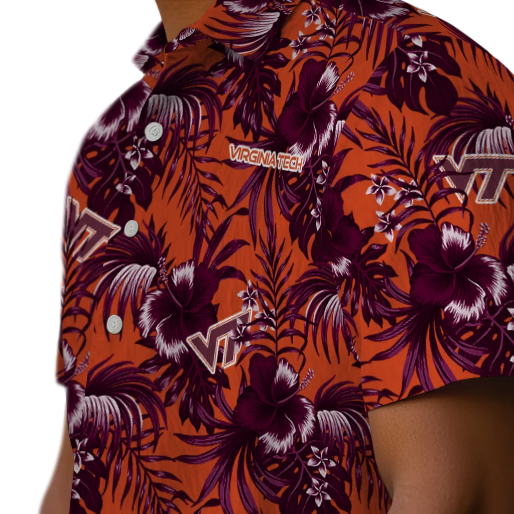 Virginia Tech Hokies Hawaiian Shirt - Hibiscus Exotic virginia tech hokies hibiscus exotic maroon hawaiian shirts trendy