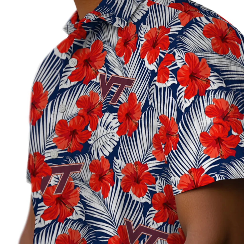 Virginia Tech Hokies Hawaiian Shirt - Hibiscus Fiesta virginia tech hokies hibiscus fiesta red royal blue hawaiian shirts trendy