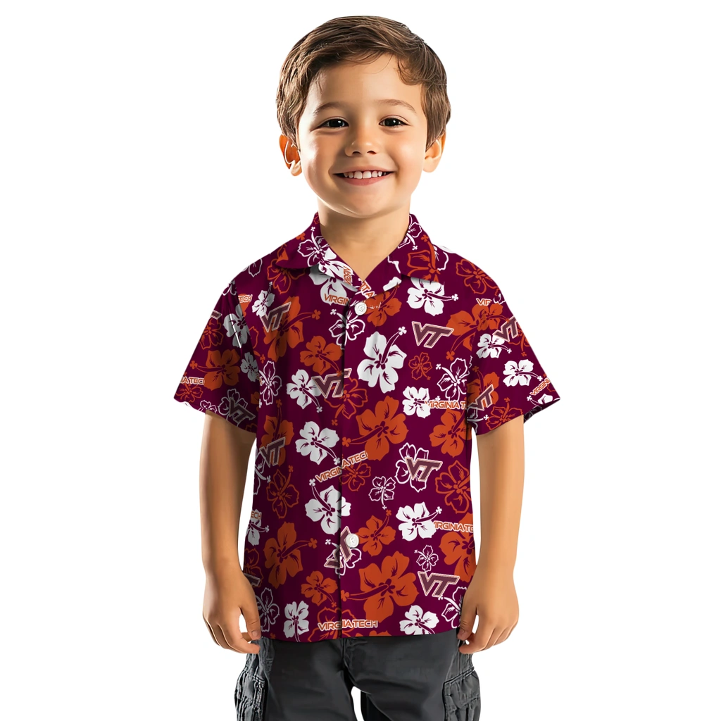 Virginia Tech Hokies Hawaiian Shirt - Hibiscus Flower Design virginia tech hokies hibiscus bloom maroon hawaiian shirts top rated