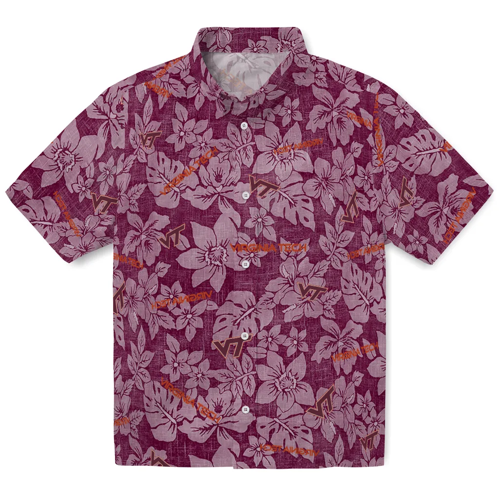 Virginia Tech Hokies Hawaiian Shirt - Hibiscus Oasis virginia tech hokies hibiscus oasis maroon hawaiian shirts best selling