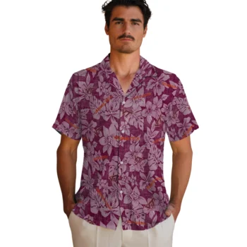 virginia tech hokies hibiscus oasis maroon hawaiian shirts fashion forward