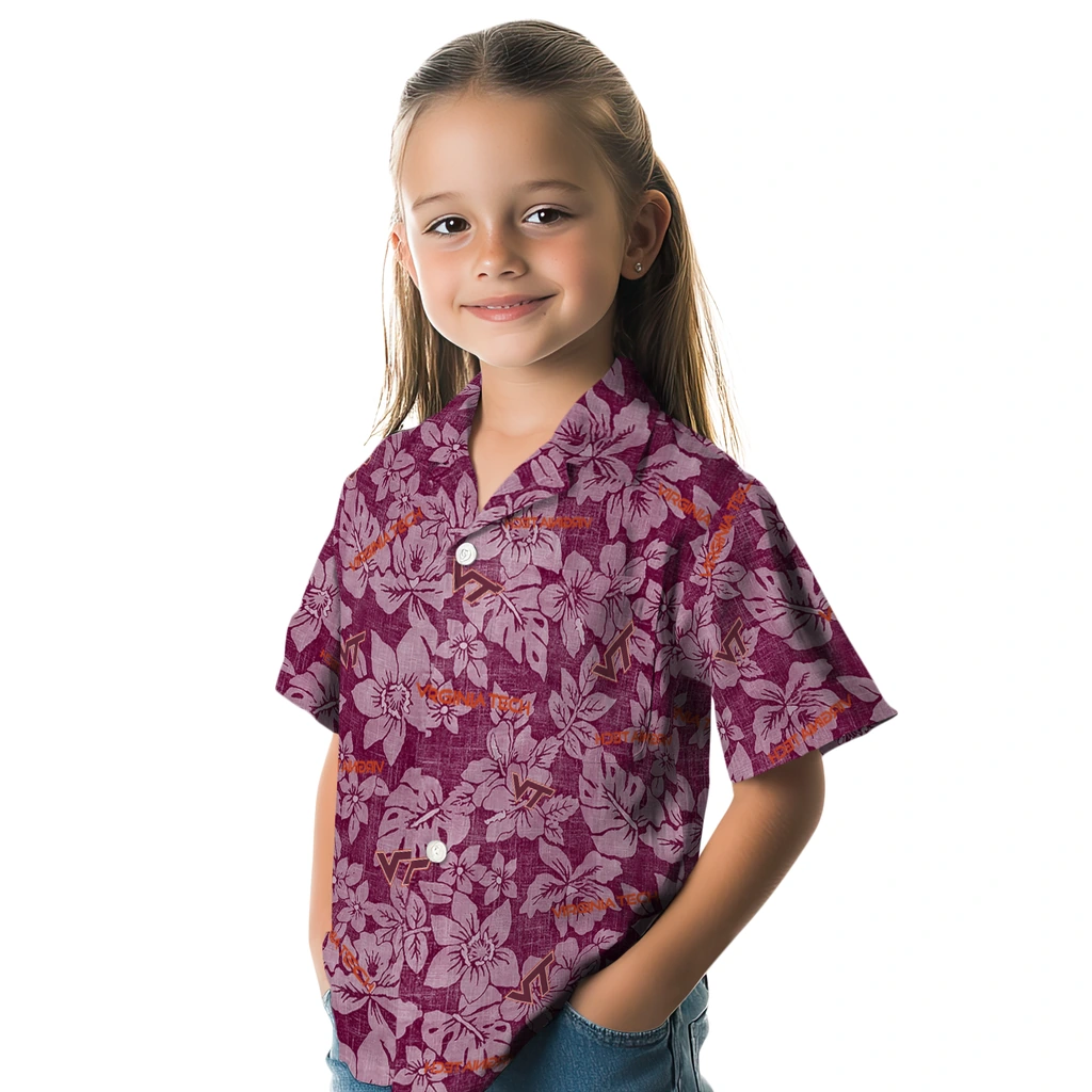 Virginia Tech Hokies Hawaiian Shirt - Hibiscus Oasis virginia tech hokies hibiscus oasis maroon hawaiian shirts premium grade