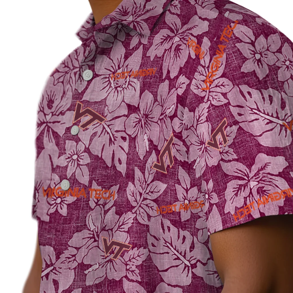 Virginia Tech Hokies Hawaiian Shirt - Hibiscus Oasis virginia tech hokies hibiscus oasis maroon hawaiian shirts trendy