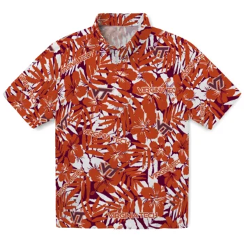 virginia tech hokies hibiscus overlay hawaiian shirts best selling