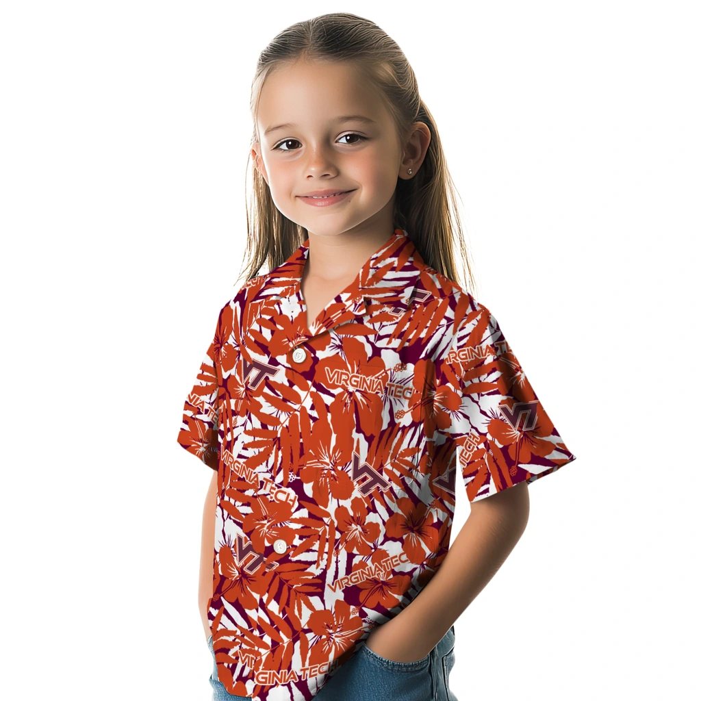 Virginia Tech Hokies Hawaiian Shirt - Hibiscus Overlay virginia tech hokies hibiscus overlay hawaiian shirts premium grade