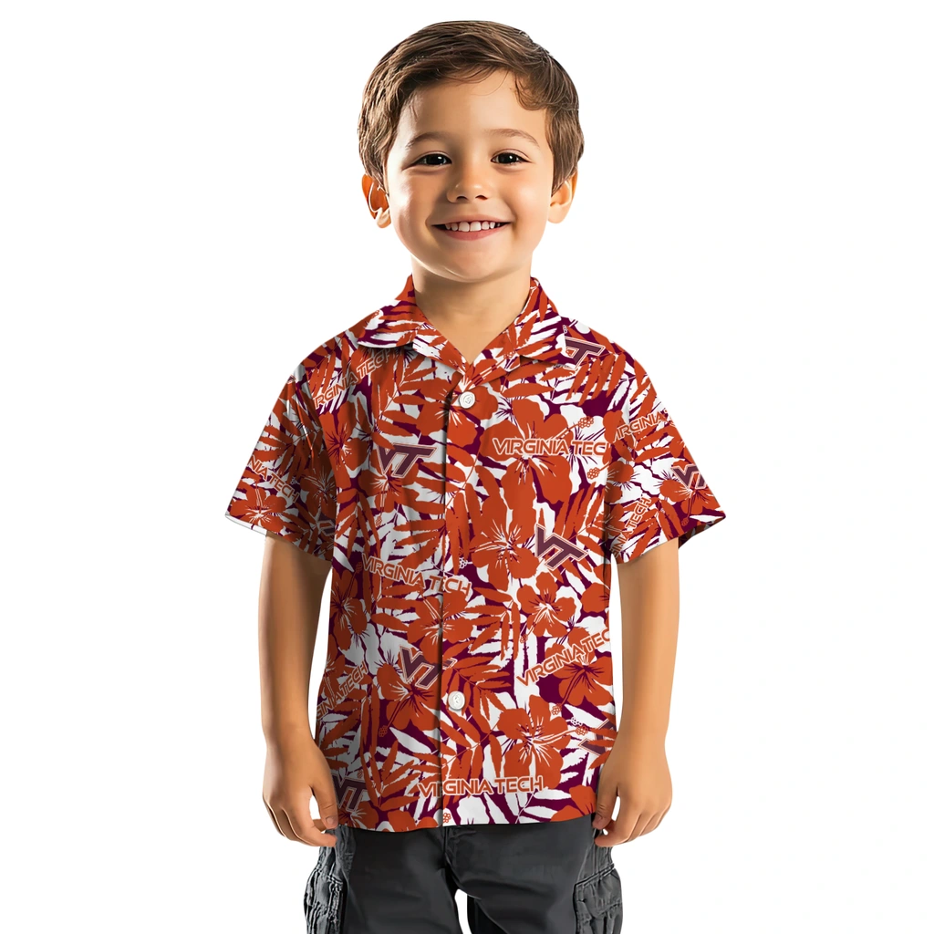 Virginia Tech Hokies Hawaiian Shirt - Hibiscus Overlay virginia tech hokies hibiscus overlay hawaiian shirts top rated