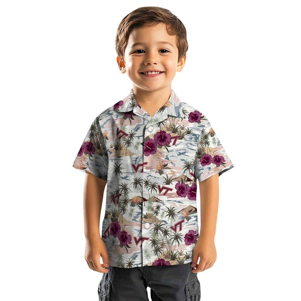 Virginia Tech Hokies Hawaiian Shirt - Hibiscus Seaside virginia tech hokies hibiscus seaside white hawaiian shirts top rated