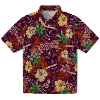 virginia tech hokies tiki jungle maroon hawaiian shirts best selling