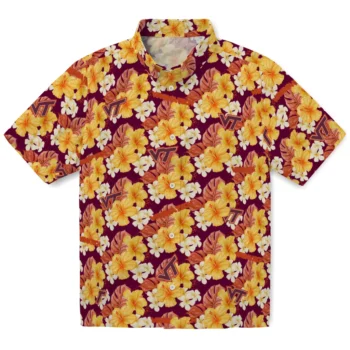 virginia tech hokies hibiscus tropics maroon yellow hawaiian shirts best selling