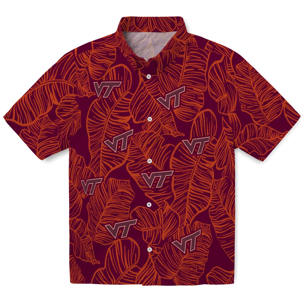 Virginia Tech Hokies Hawaiian Shirt - Leaf Outline virginia tech hokies leaf outline maroon hawaiian shirts best selling