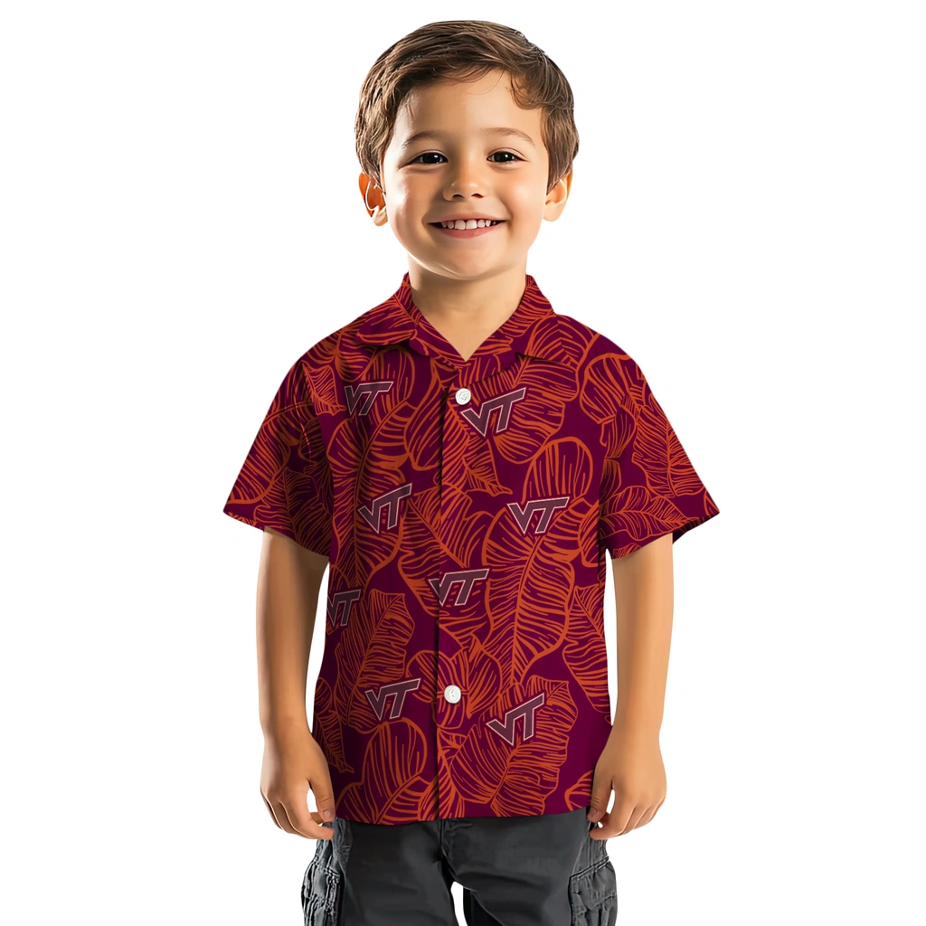 Virginia Tech Hokies Hawaiian Shirt - Leaf Outline virginia tech hokies leaf outline maroon hawaiian shirts top rated