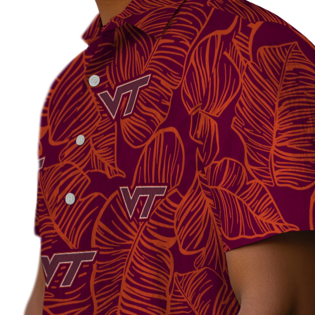 Virginia Tech Hokies Hawaiian Shirt - Leaf Outline virginia tech hokies leaf outline maroon hawaiian shirts trendy