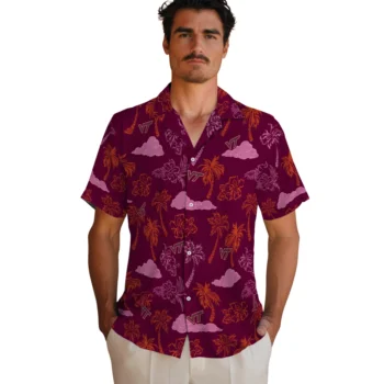 virginia tech hokies palm and clouds maroon hawaiian shirts fashion forward