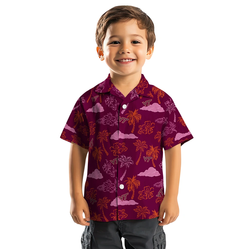 Virginia Tech Hokies Hawaiian Shirt - Palm And Clouds virginia tech hokies palm and clouds maroon hawaiian shirts top rated