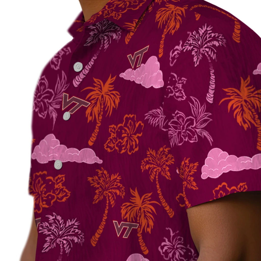 Virginia Tech Hokies Hawaiian Shirt - Palm And Clouds virginia tech hokies palm and clouds maroon hawaiian shirts trendy