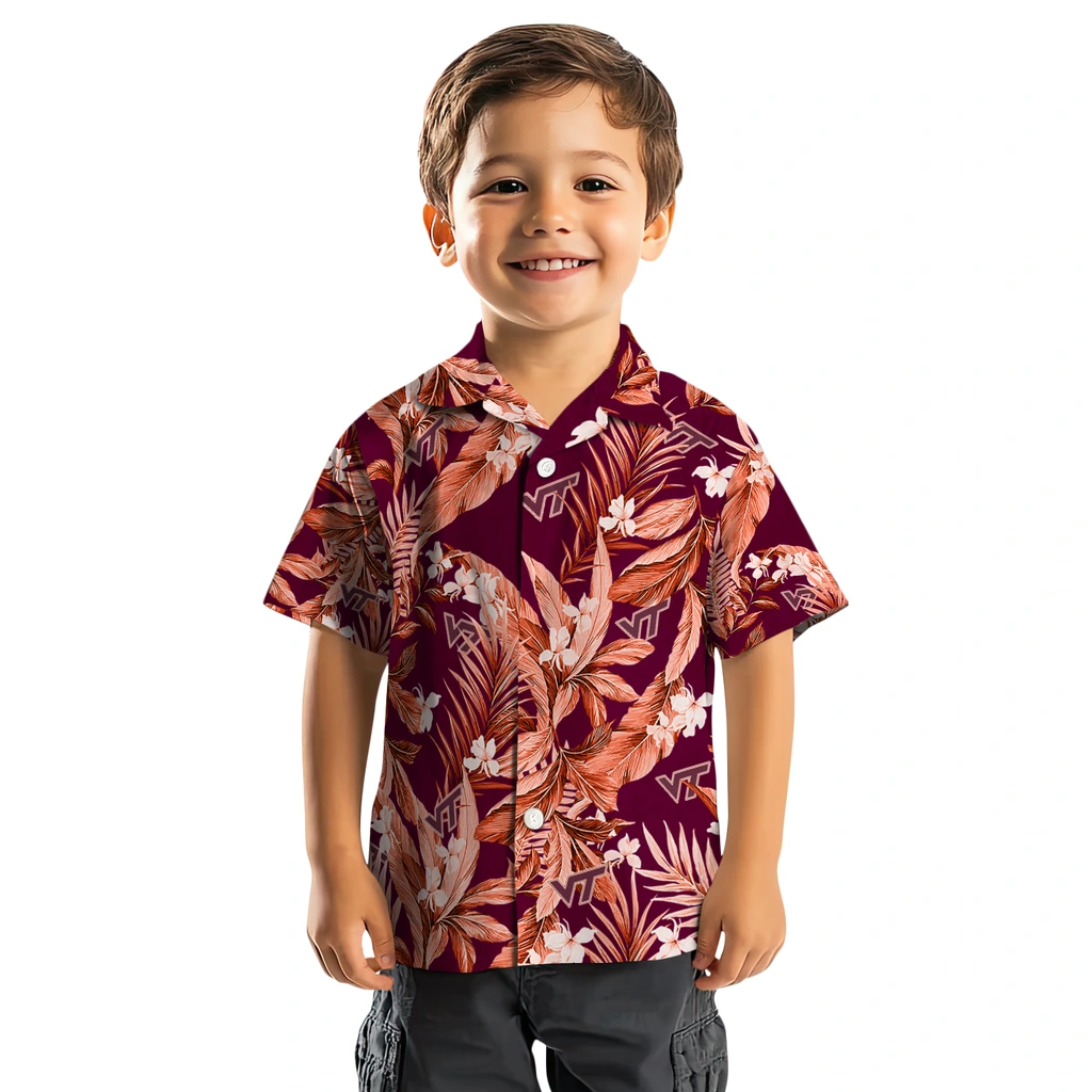 Virginia Tech Hokies Hawaiian Shirt - Palm Leaves virginia tech hokies palm leaves maroon hawaiian shirts top rated