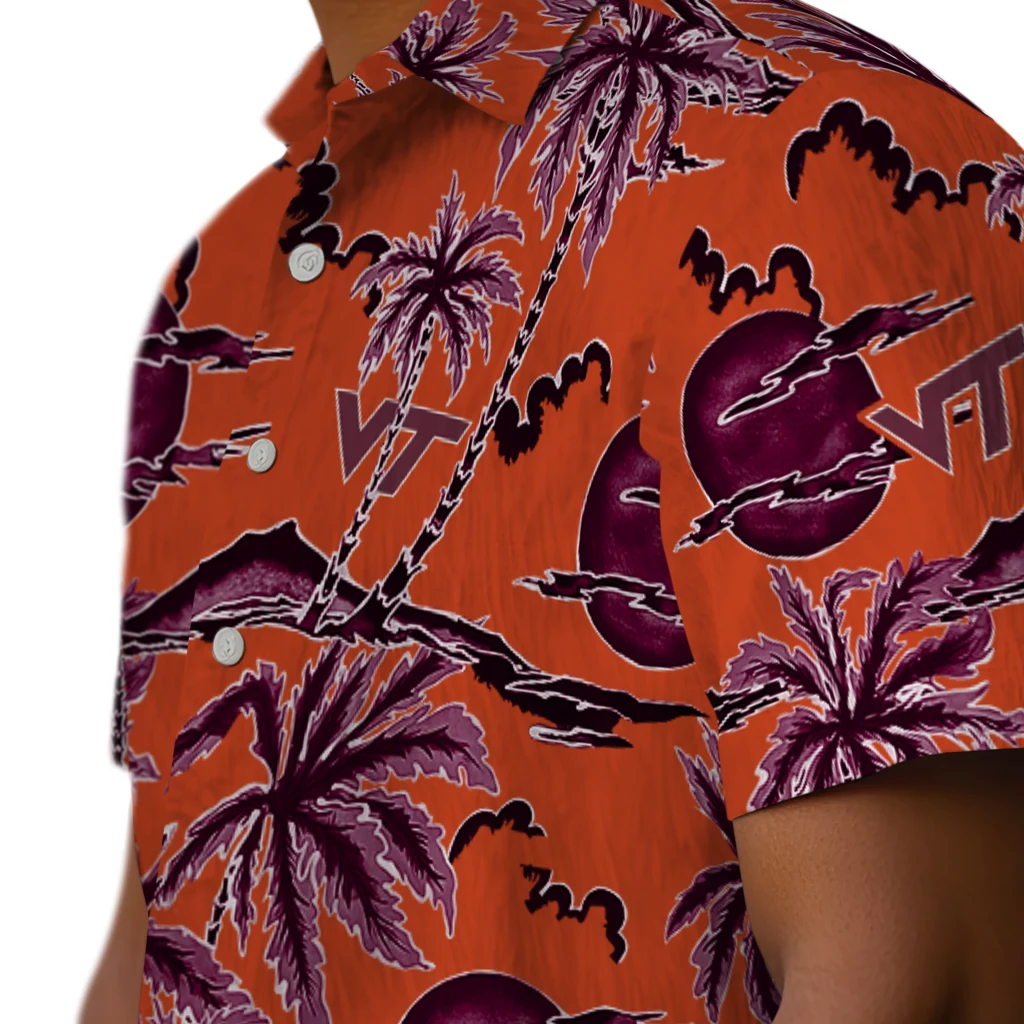 Virginia Tech Hokies Hawaiian Shirt - Palm Sunset virginia tech hokies palm sunset hawaiian shirts trendy