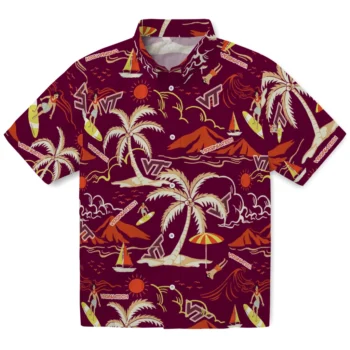 virginia tech hokies palm tree island maroon hawaiian shirts best selling