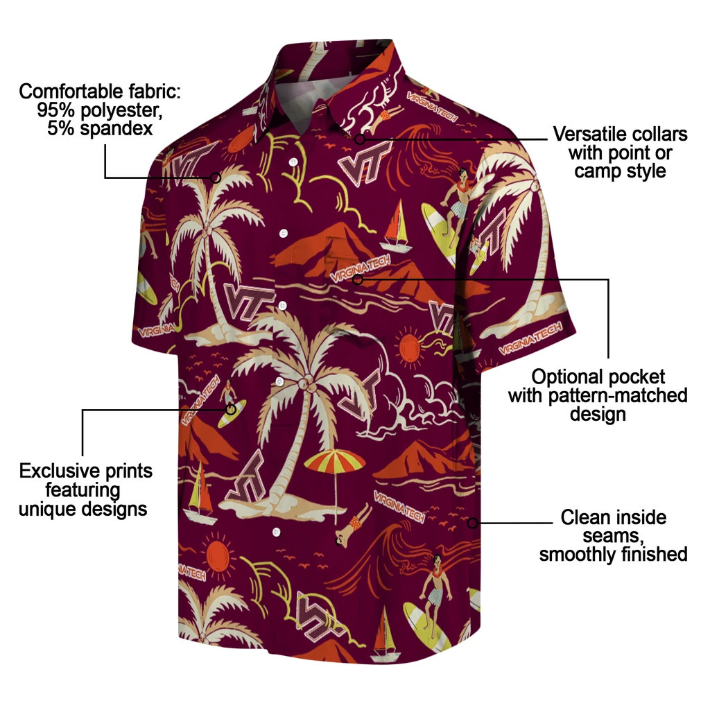 Virginia Tech Hokies Hawaiian Shirt - Palm Tree Island virginia tech hokies palm tree island maroon hawaiian shirts new arrival