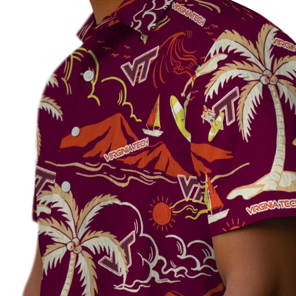 Virginia Tech Hokies Hawaiian Shirt - Palm Tree Island virginia tech hokies palm tree island maroon hawaiian shirts trendy
