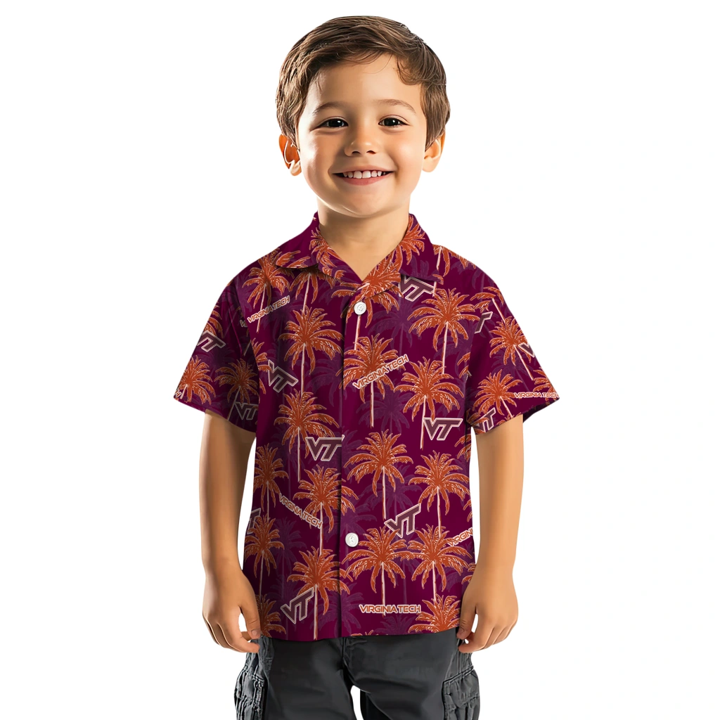 Virginia Tech Hokies Hawaiian Shirt - Palm Tree Motif virginia tech hokies palm grove maroon hawaiian shirts top rated