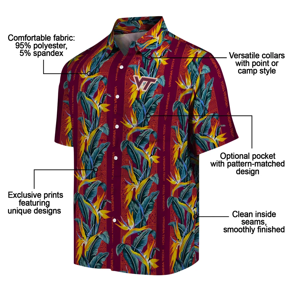 Virginia Tech Hokies Hawaiian Shirt - Paradise Vines virginia tech hokies paradise vines maroon hawaiian shirts new arrival