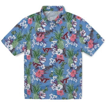virginia tech hokies pineapple bouquet best sky blue hawaiian shirts best selling