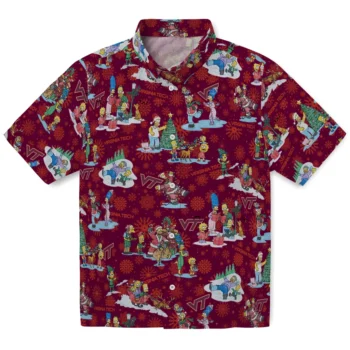 virginia tech hokies simpsons christmas maroon hawaiian shirts best selling