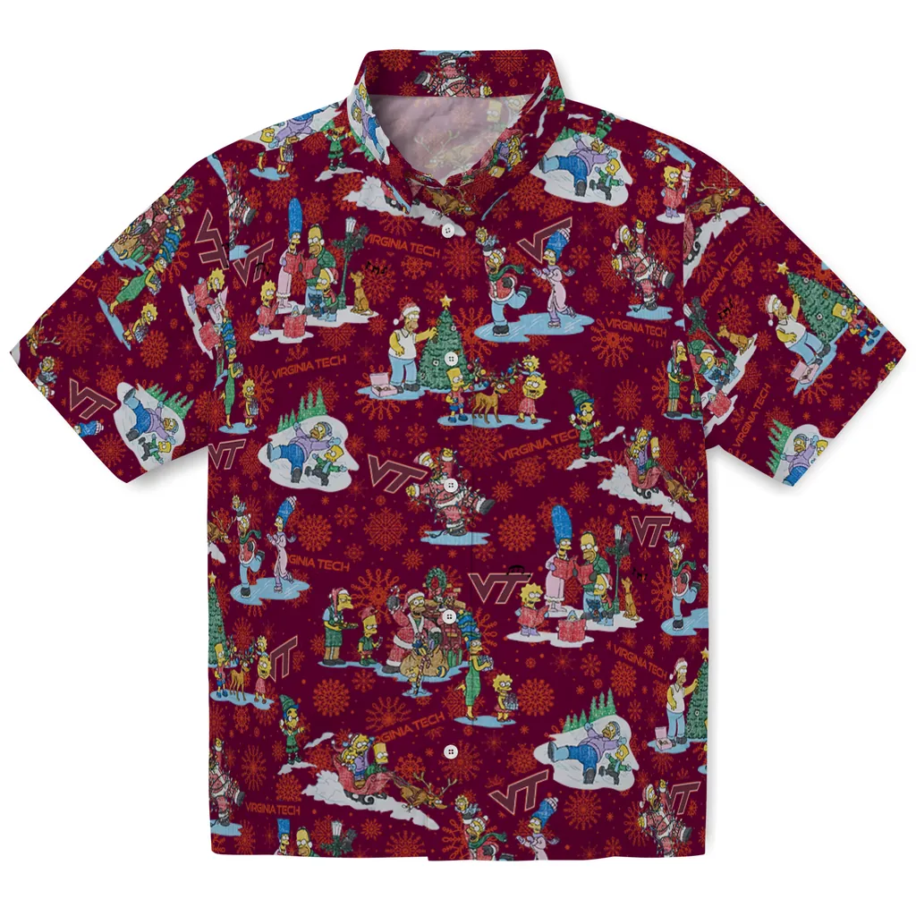 Virginia Tech Hokies Hawaiian Shirt - Simpsons Christmas virginia tech hokies simpsons christmas maroon hawaiian shirts best selling
