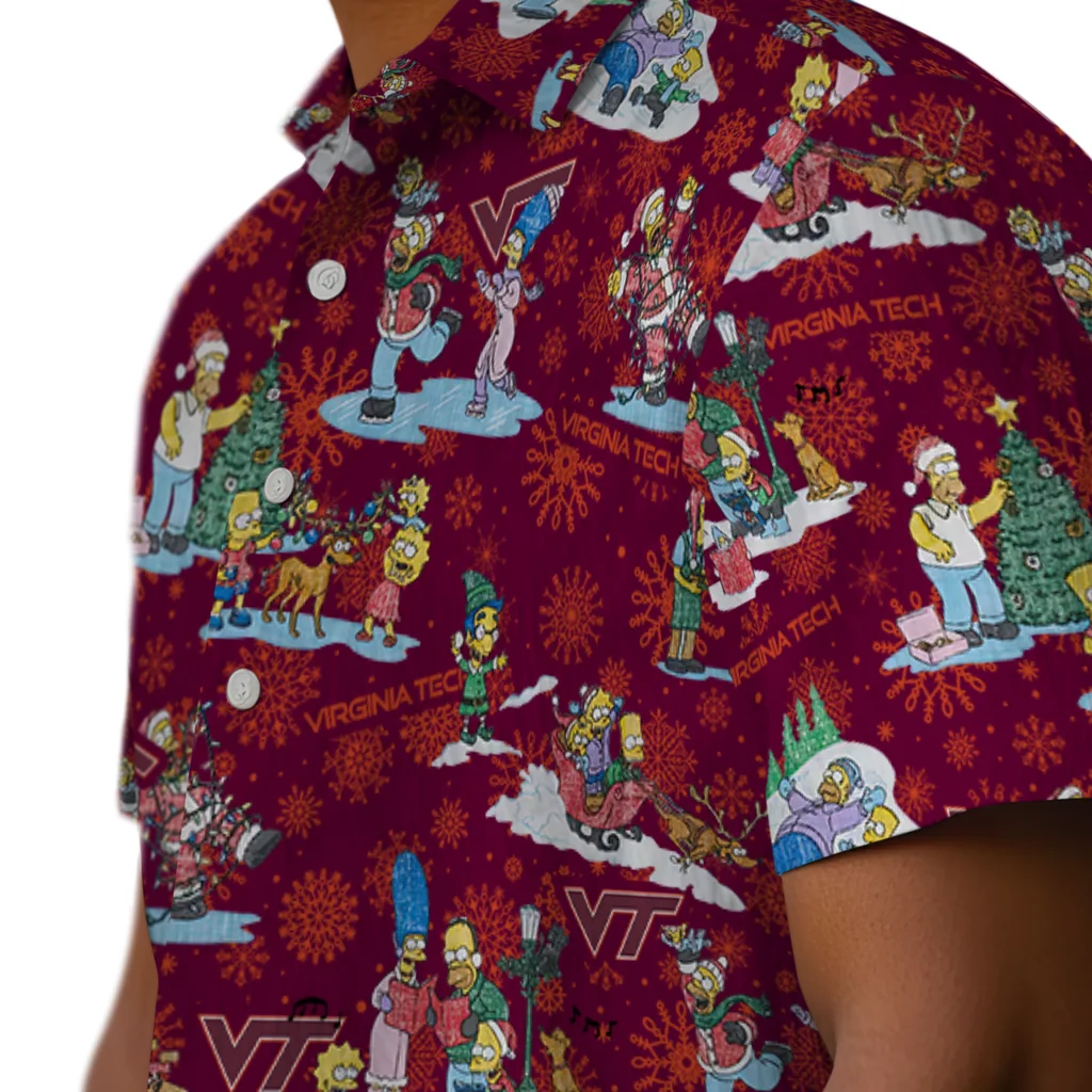Virginia Tech Hokies Hawaiian Shirt - Simpsons Christmas virginia tech hokies simpsons christmas maroon hawaiian shirts trendy