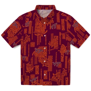 virginia tech hokies turtle lines maroon hawaiian shirts best selling