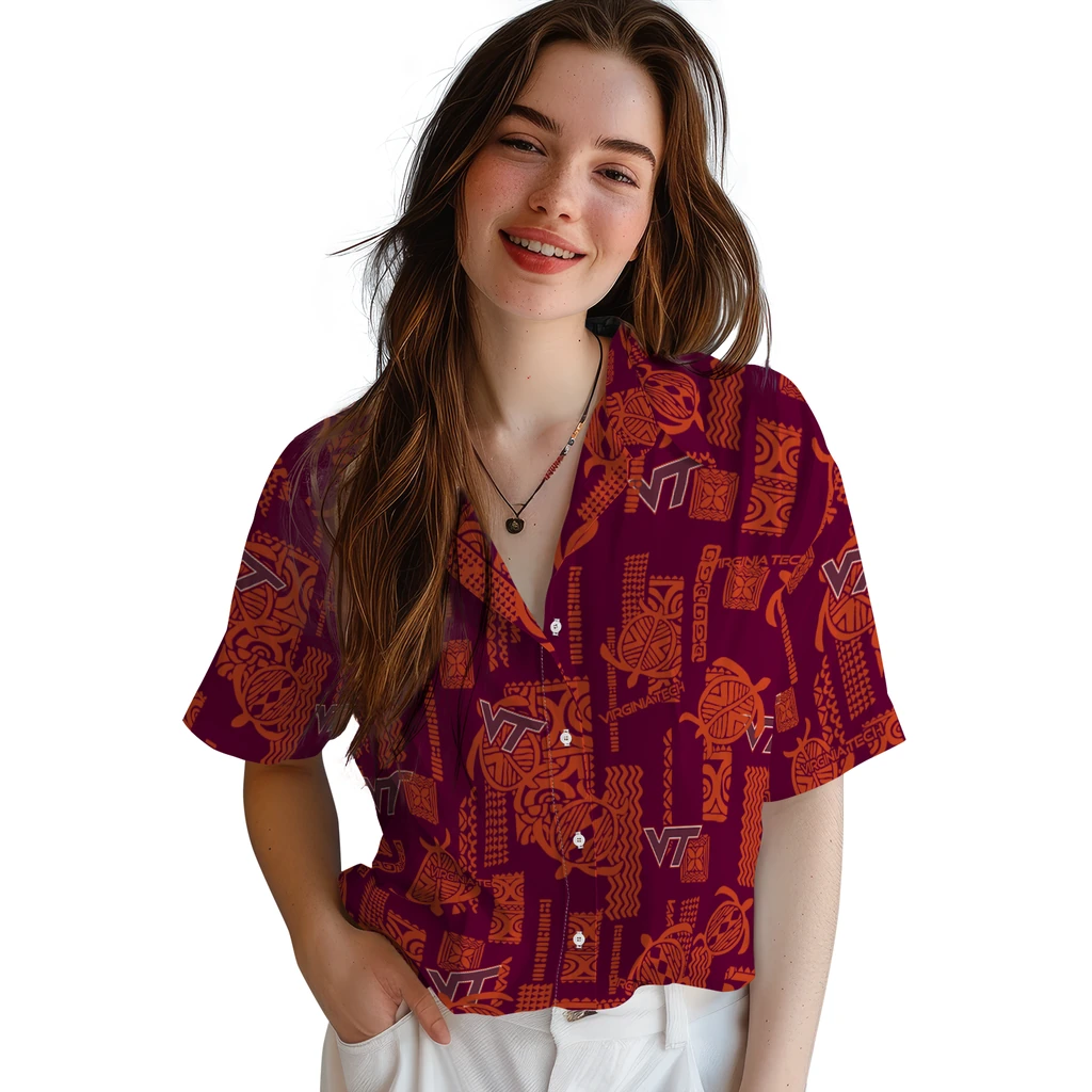 Virginia Tech Hokies Hawaiian Shirt - Turtle Lines virginia tech hokies turtle lines maroon hawaiian shirts latest model