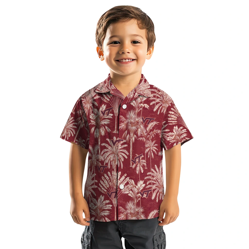 Virginia Tech Hokies Hawaiian Shirt - Vintage Palm Tree virginia tech hokies palm shadows maroon hawaiian shirts top rated