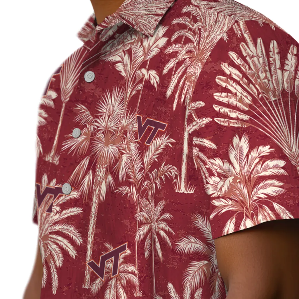 Virginia Tech Hokies Hawaiian Shirt - Vintage Palm Tree virginia tech hokies palm shadows maroon hawaiian shirts trendy