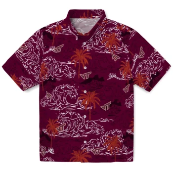 virginia tech hokies wave palm maroon hawaiian shirts best selling