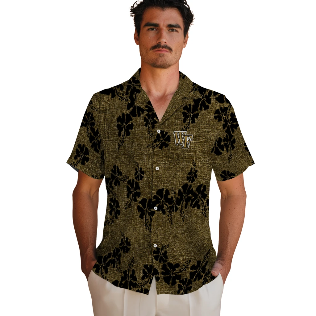 Wake Forest Demon Deacons Hawaiian Shirt - 50th State Flower wake forest demon deacons hibiscus petals gold hawaiian shirts fashion forward