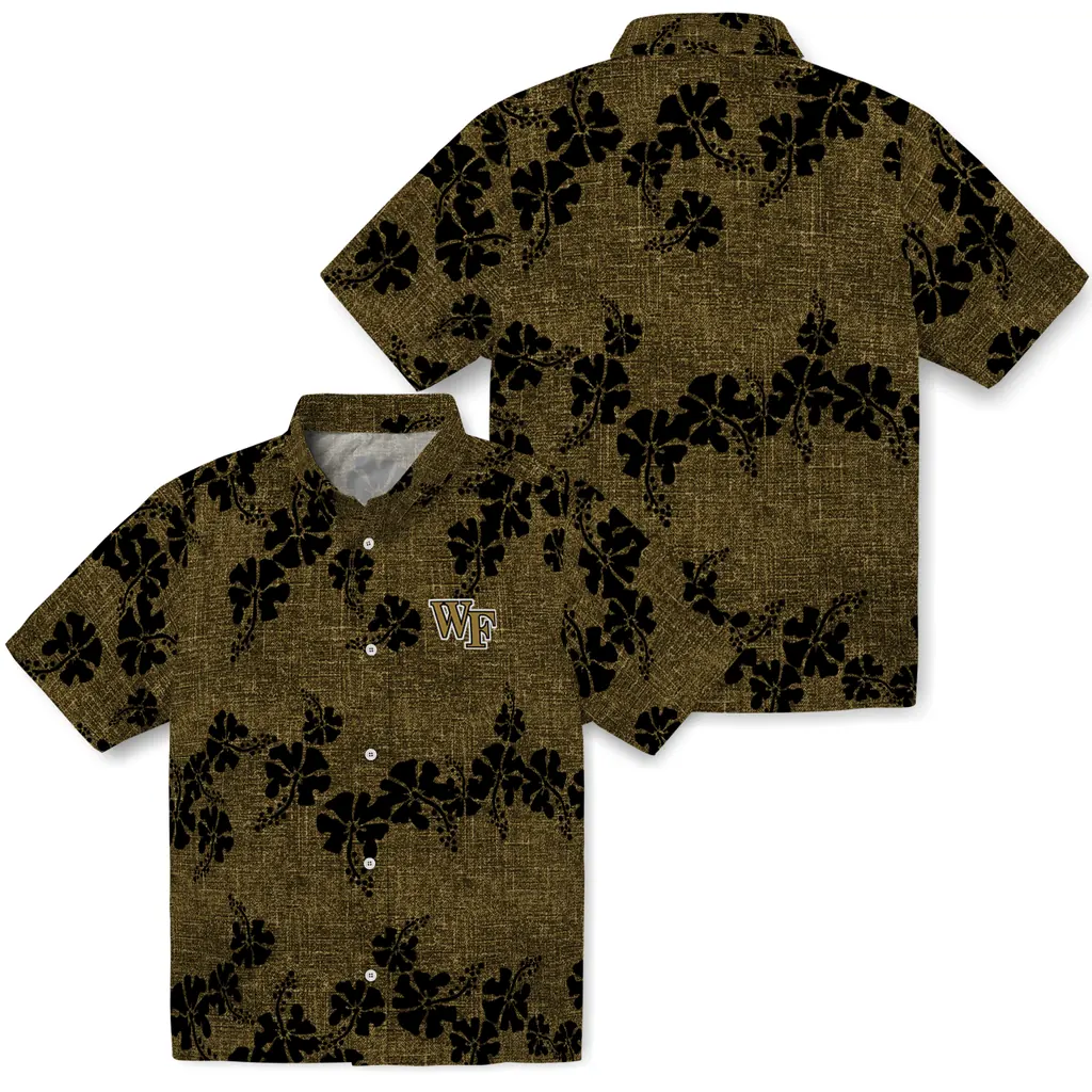 Wake Forest Demon Deacons Hawaiian Shirt - 50th State Flower wake forest demon deacons hibiscus petals gold hawaiian shirts high quality