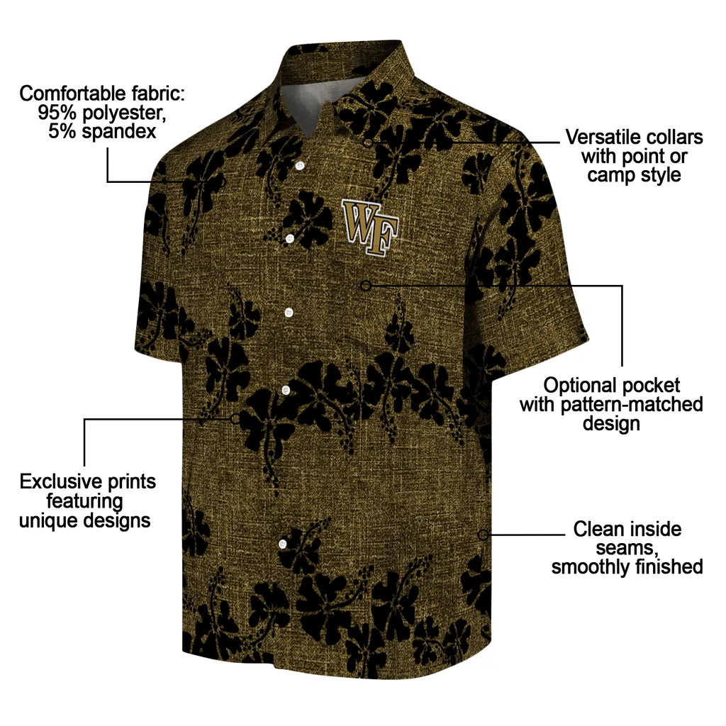 Wake Forest Demon Deacons Hawaiian Shirt - 50th State Flower wake forest demon deacons hibiscus petals gold hawaiian shirts new arrival