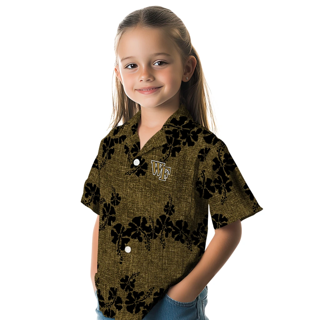 Wake Forest Demon Deacons Hawaiian Shirt - 50th State Flower wake forest demon deacons hibiscus petals gold hawaiian shirts premium grade