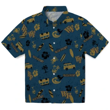 wake forest demon deacons beach vibe navy hawaiian shirts best selling