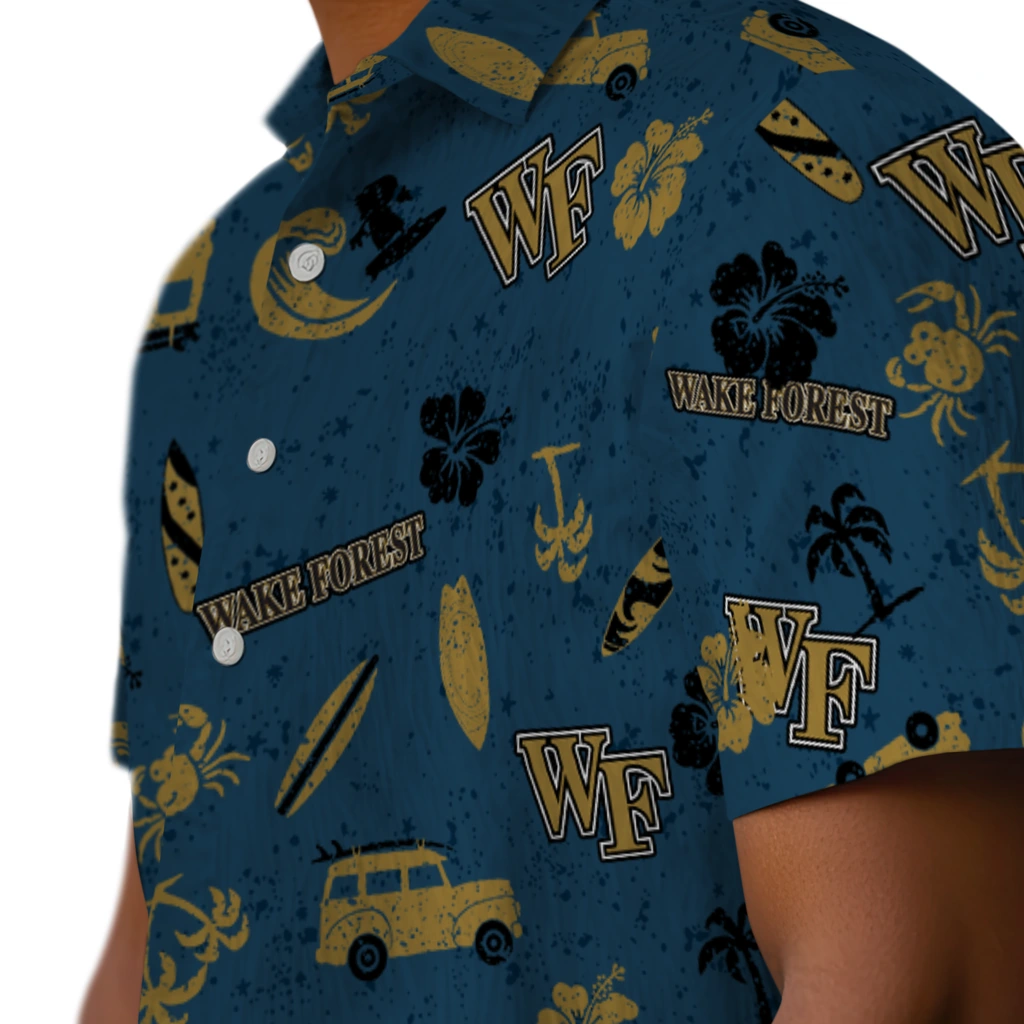 Wake Forest Demon Deacons Hawaiian Shirt - Beach Vibe wake forest demon deacons beach vibe navy hawaiian shirts trendy