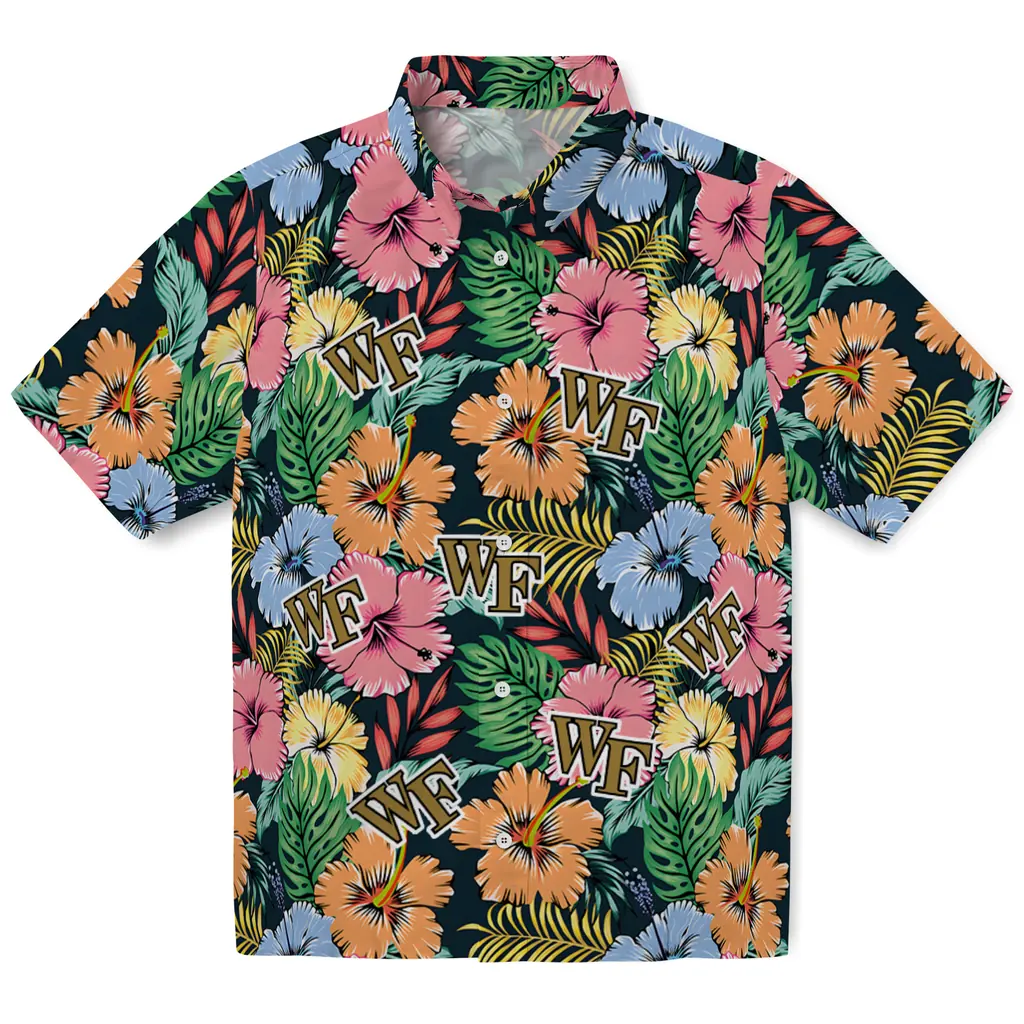 Wake Forest Demon Deacons Hawaiian Shirt - Brilliant Hibiscus Garden wake forest demon deacons brilliant hibiscus garden hawaiian shirts best selling