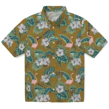 wake forest demon deacons flamingo palms gold hawaiian shirts best selling