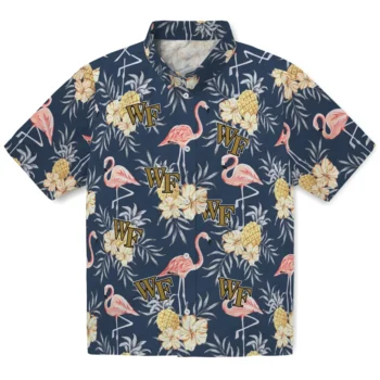wake forest demon deacons flamingo hibiscus navy hawaiian shirts best selling