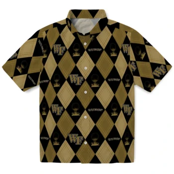 wake forest demon deacons balloon plaid gold hawaiian shirts best selling