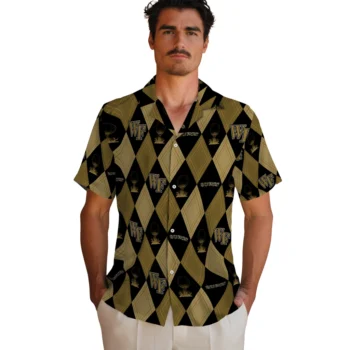 wake forest demon deacons balloon plaid gold hawaiian shirts fashion forward