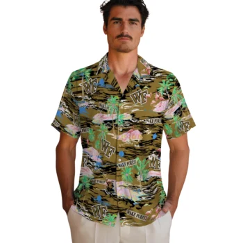 wake forest demon deacons flamingo retreat gold hawaiian shirts fashion forward