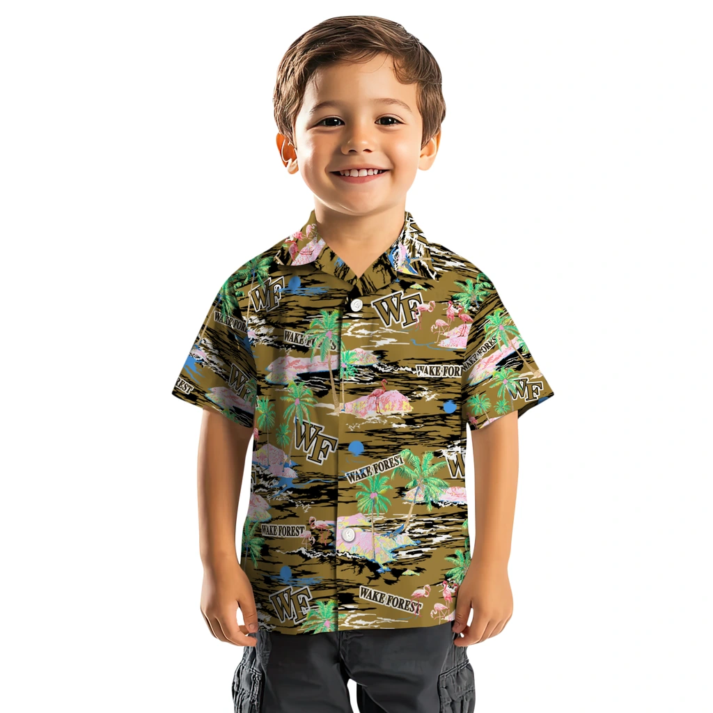 Wake Forest Demon Deacons Hawaiian Shirt - Hawaii Island wake forest demon deacons flamingo retreat gold hawaiian shirts top rated