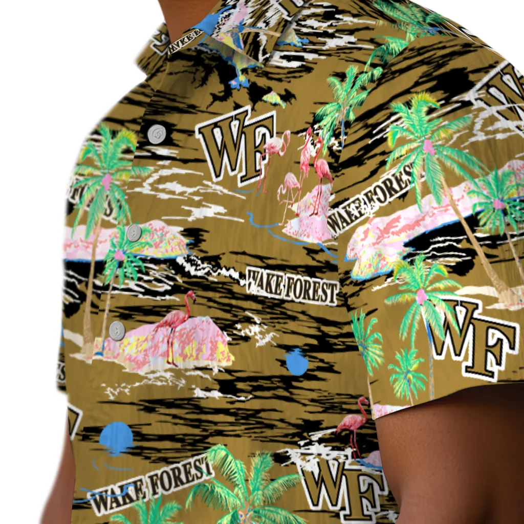 Wake Forest Demon Deacons Hawaiian Shirt - Hawaii Island wake forest demon deacons flamingo retreat gold hawaiian shirts trendy